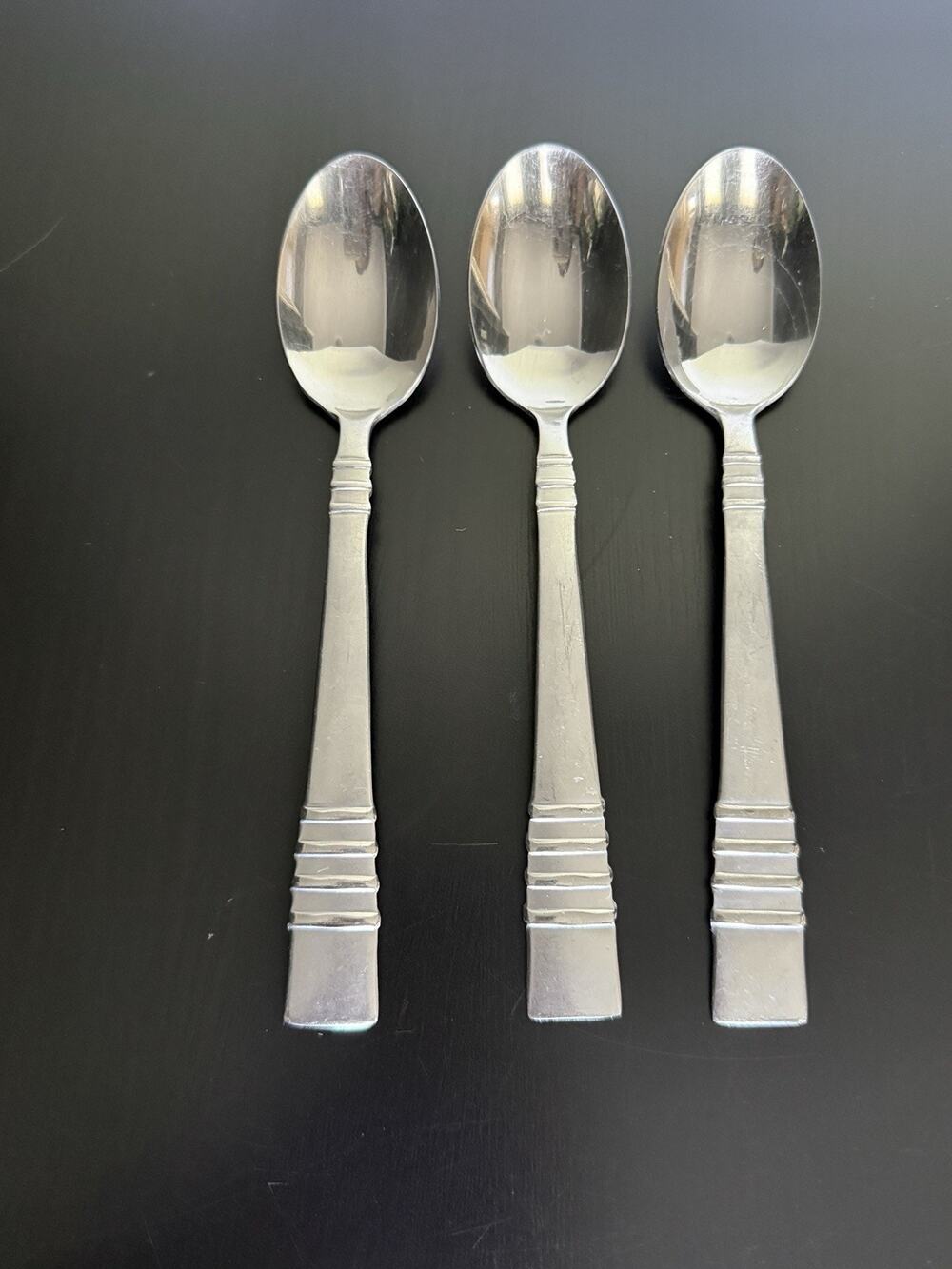 Cambridge Codie Frosted Stainless Oval Soup Spoons 7.25” Lot of 3